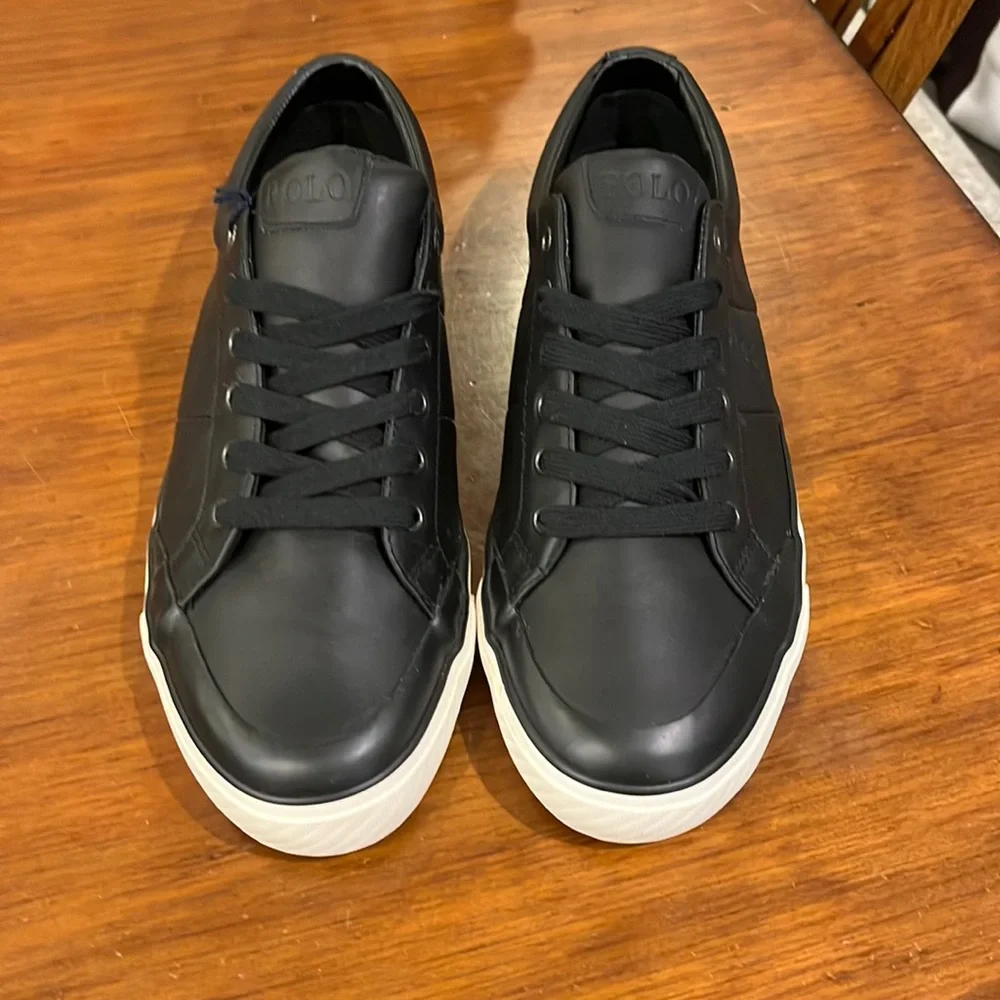 Polo Ralph Lauren Ian Boat Deck Shoes Sneakers new Black Leather Mens Size 12